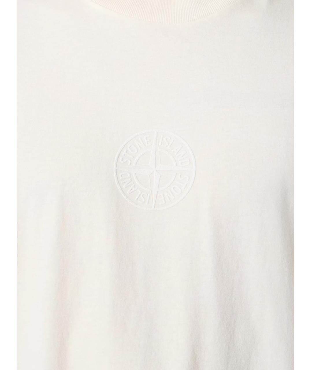 STONE ISLAND Белая хлопковая футболка, фото 3