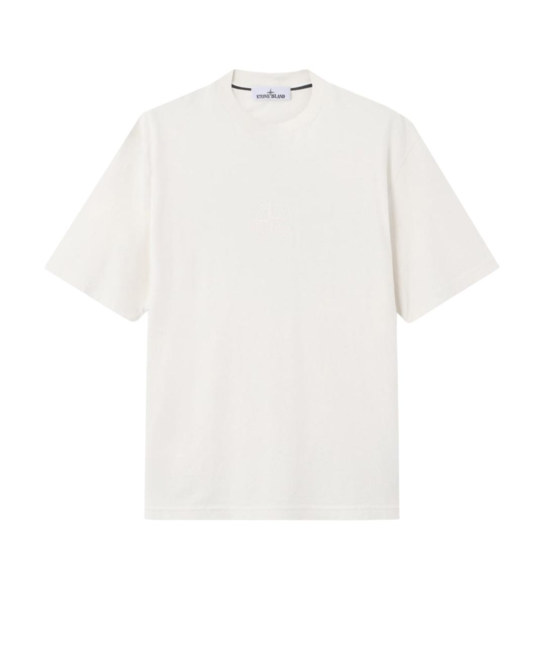 STONE ISLAND Белая хлопковая футболка, фото 1