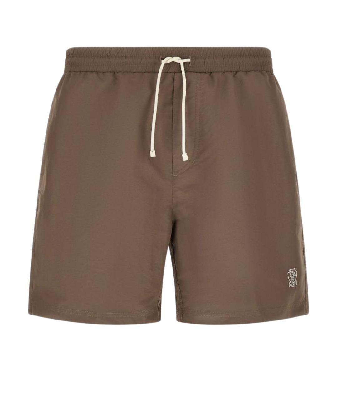 BRUNELLO CUCINELLI Коричневые полиэстеровые плавки, фото 1