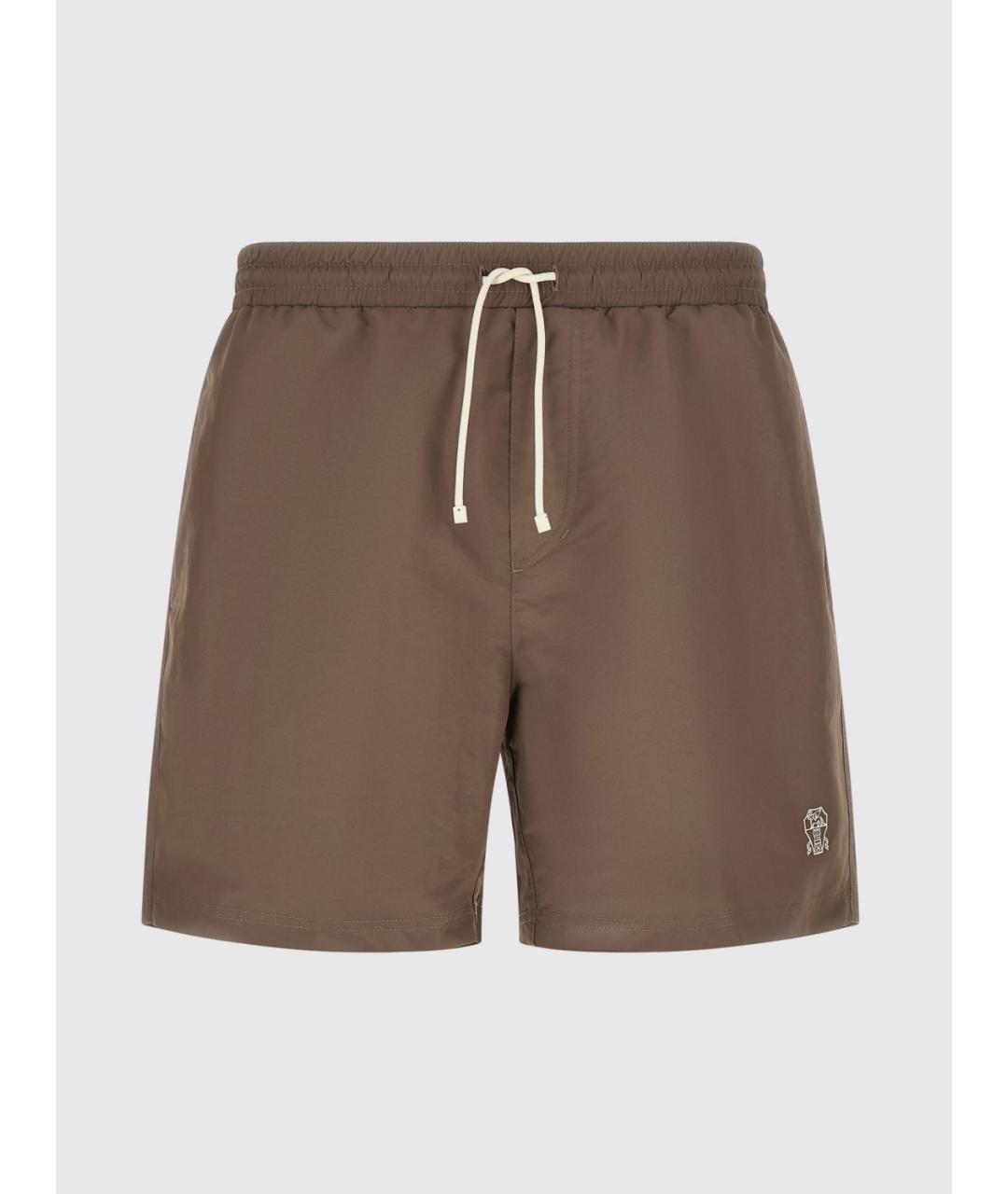 BRUNELLO CUCINELLI Коричневые полиэстеровые плавки, фото 5