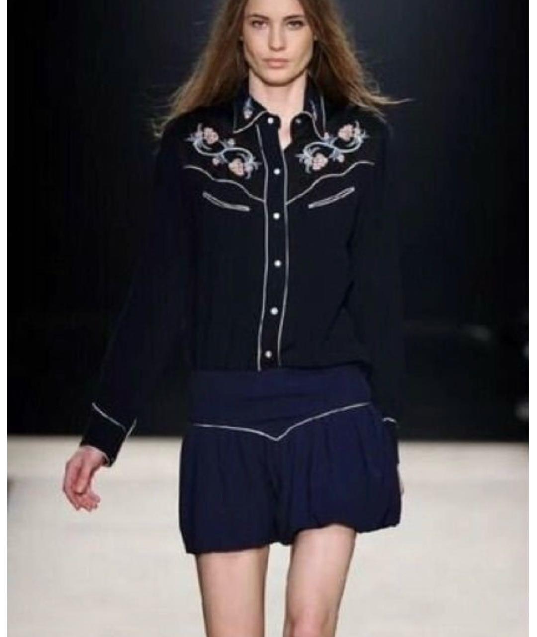 ISABEL MARANT Темно-синяя вискозная юбка мини, фото 7