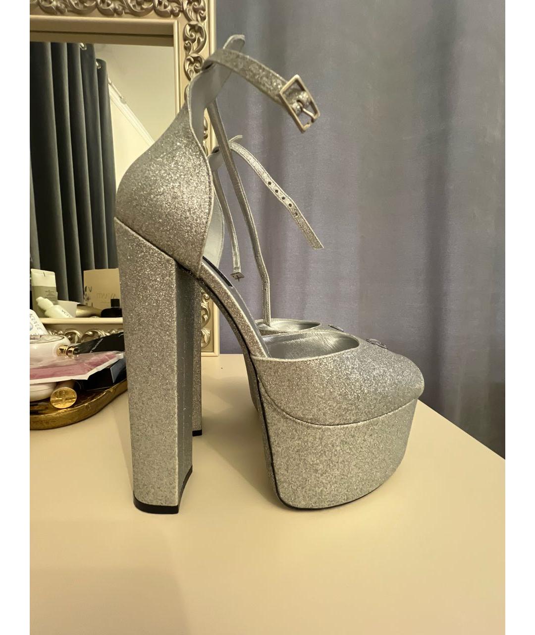 PHILIPP PLEIN Серебряные свадебные туфли на высоком каблуке, фото 7
