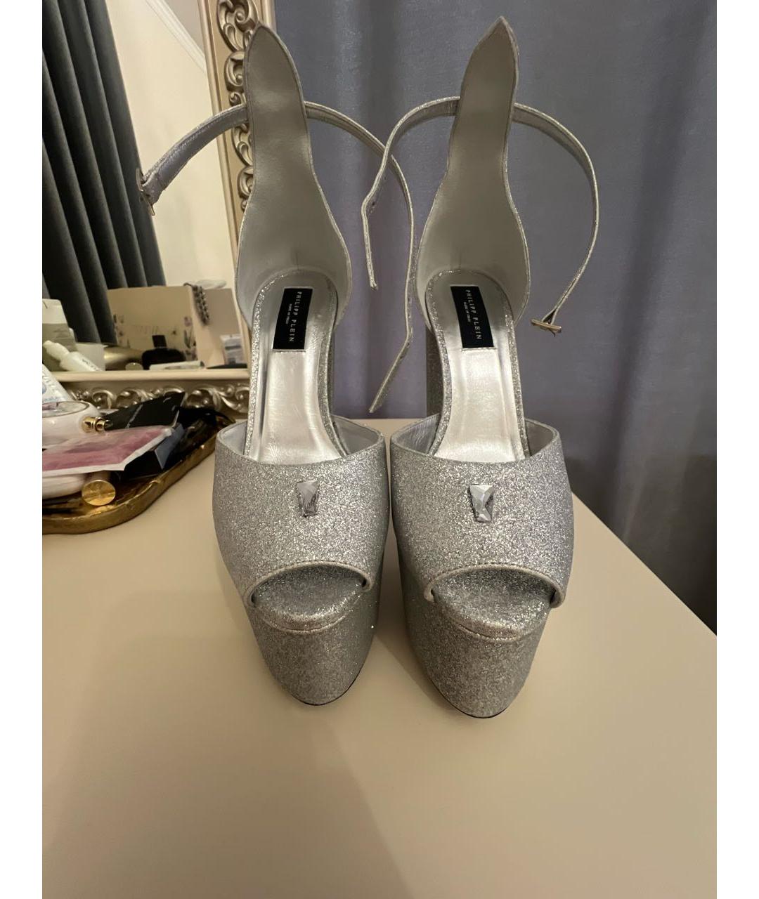 PHILIPP PLEIN Серебряные свадебные туфли на высоком каблуке, фото 2