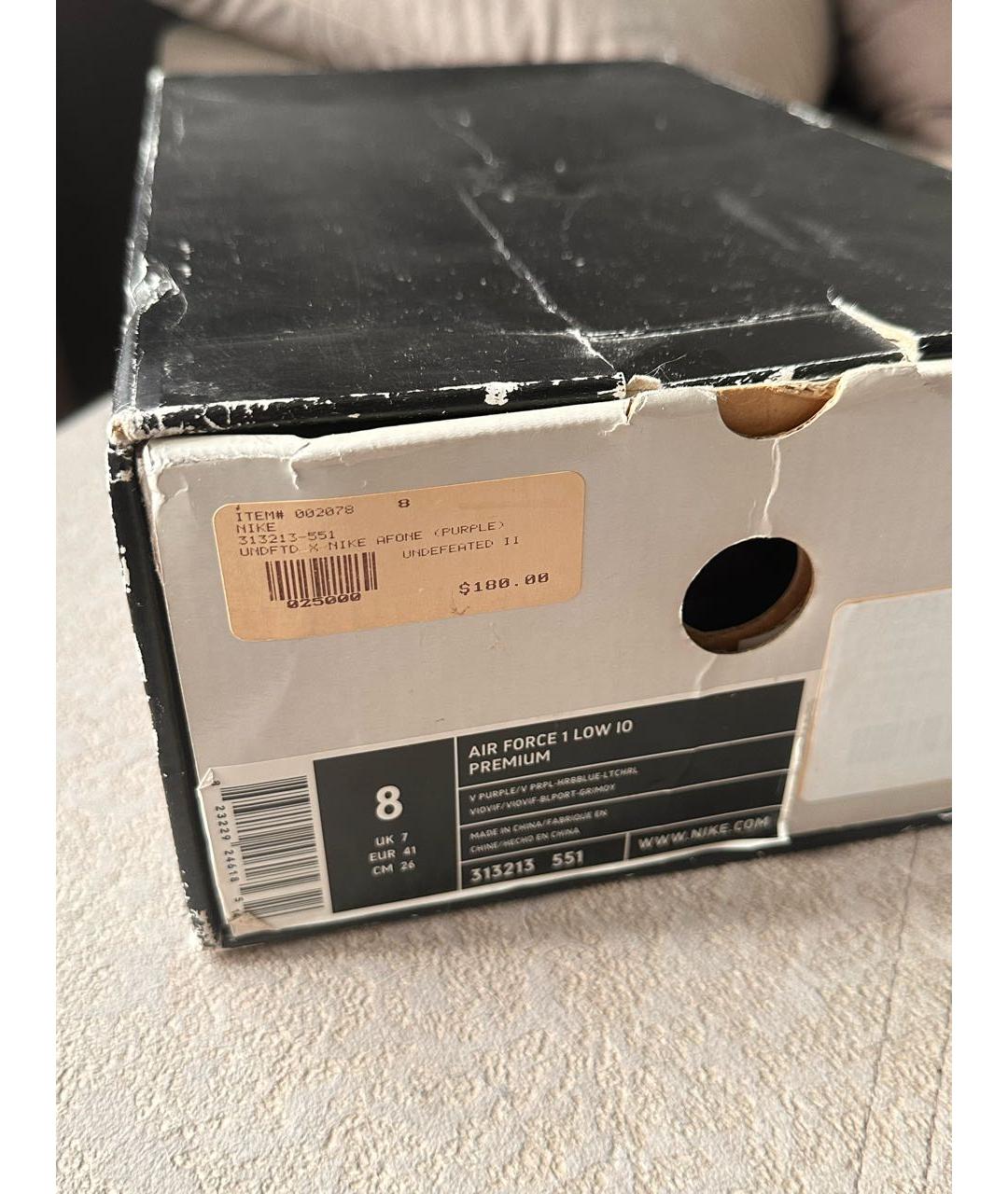 NIKE Фиолетовые кожаные высокие кроссовки / кеды, фото 3