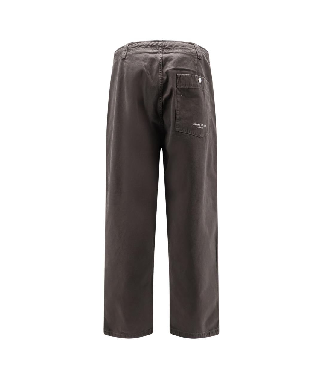 STONE ISLAND Серые хлопковые повседневные брюки, фото 2
