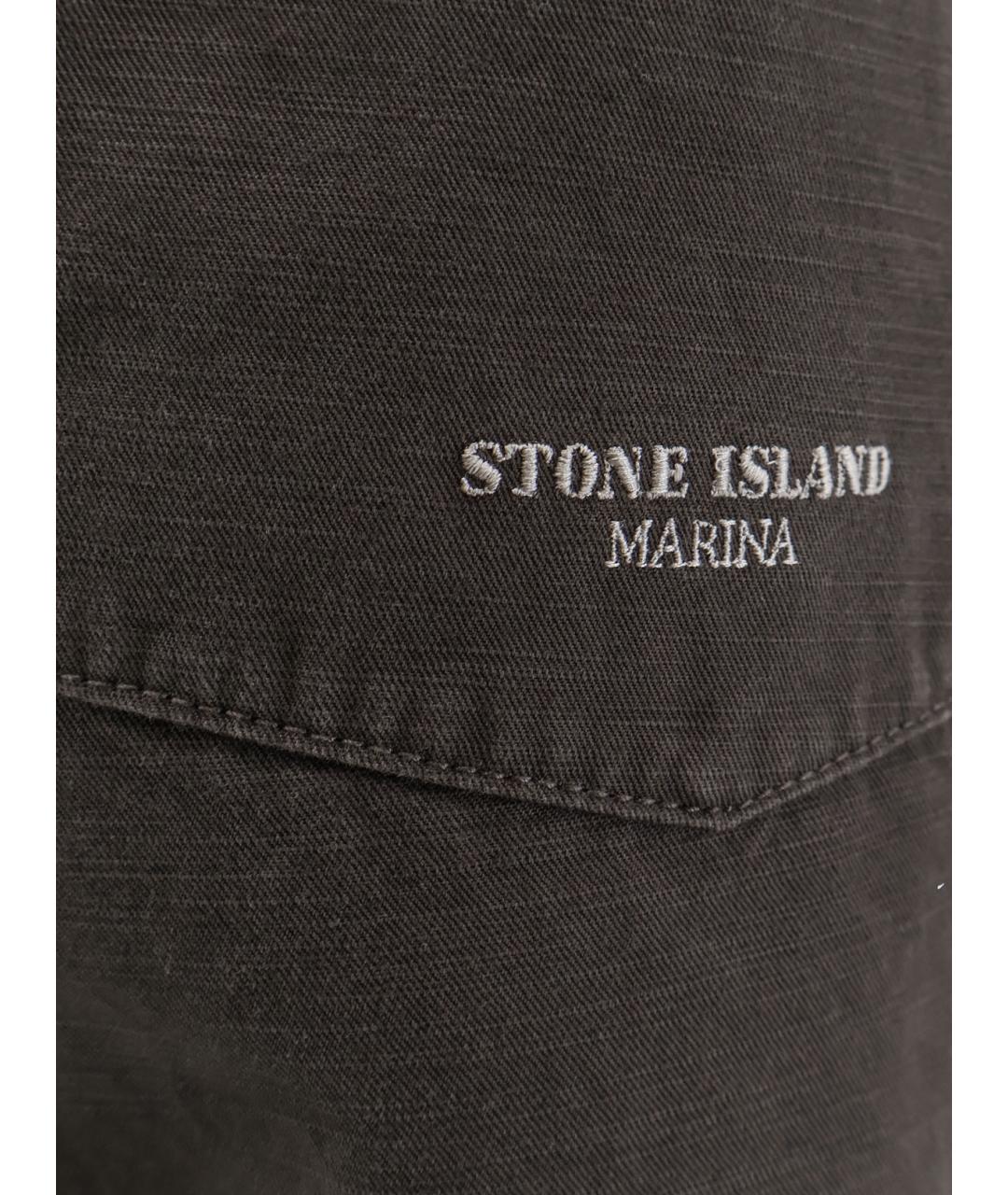 STONE ISLAND Серые хлопковые повседневные брюки, фото 3
