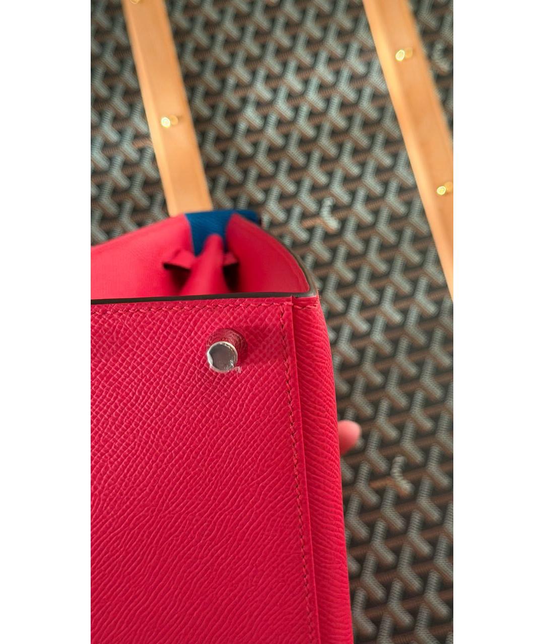 HERMES Красная кожаная сумка с короткими ручками, фото 4
