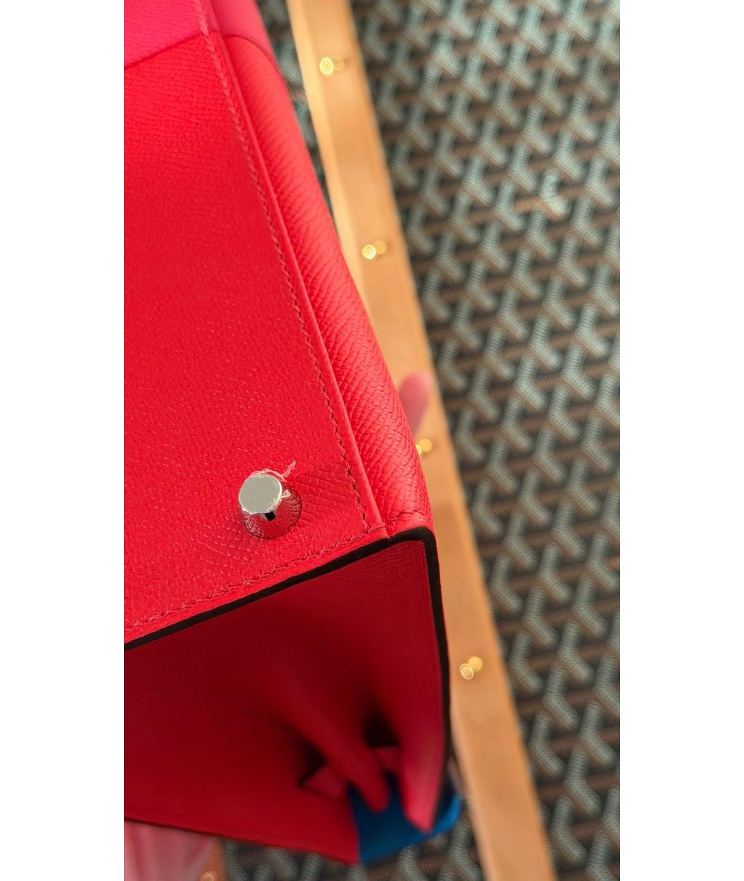 HERMES Красная кожаная сумка с короткими ручками, фото 5
