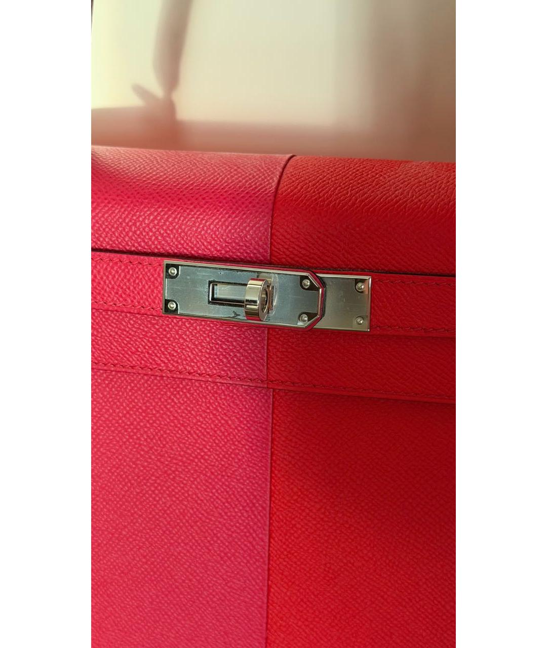 HERMES Красная кожаная сумка с короткими ручками, фото 7