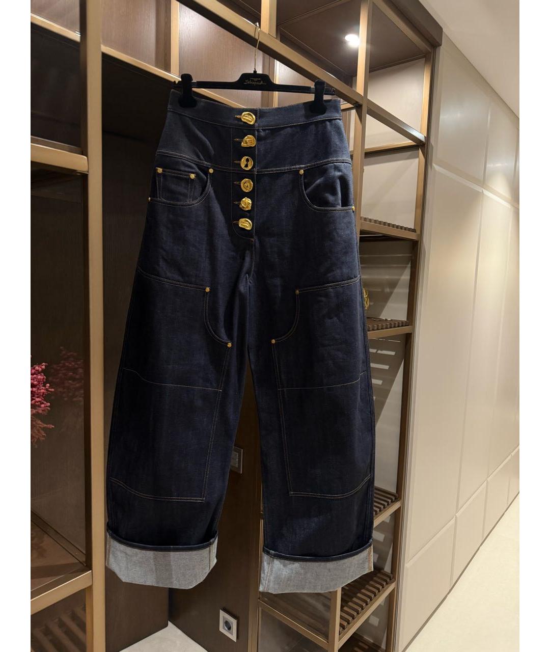 SCHIAPARELLI Темно-синие хлопковые джинсы клеш, фото 4