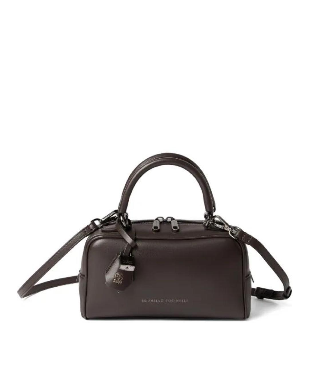 BRUNELLO CUCINELLI Коричневая кожаная сумка с короткими ручками, фото 9