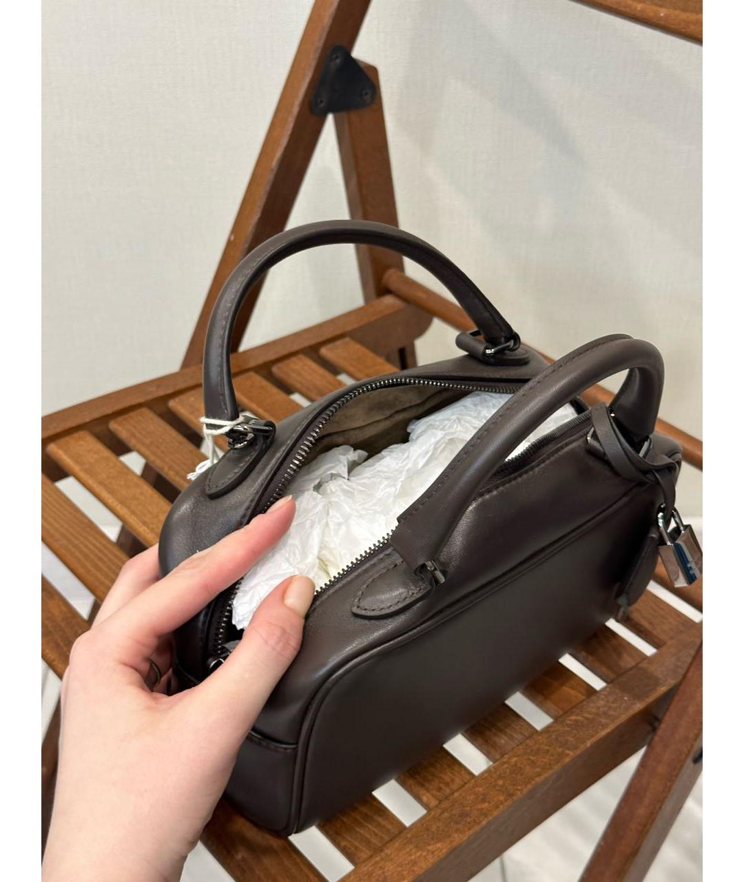 BRUNELLO CUCINELLI Коричневая кожаная сумка с короткими ручками, фото 7