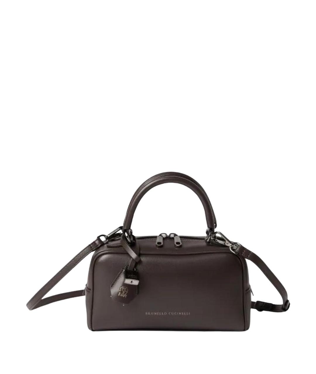 BRUNELLO CUCINELLI Коричневая кожаная сумка с короткими ручками, фото 1