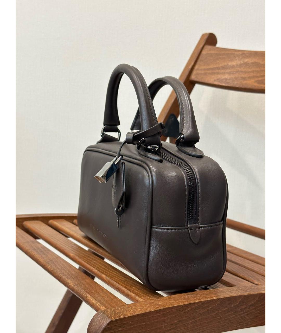 BRUNELLO CUCINELLI Коричневая кожаная сумка с короткими ручками, фото 3