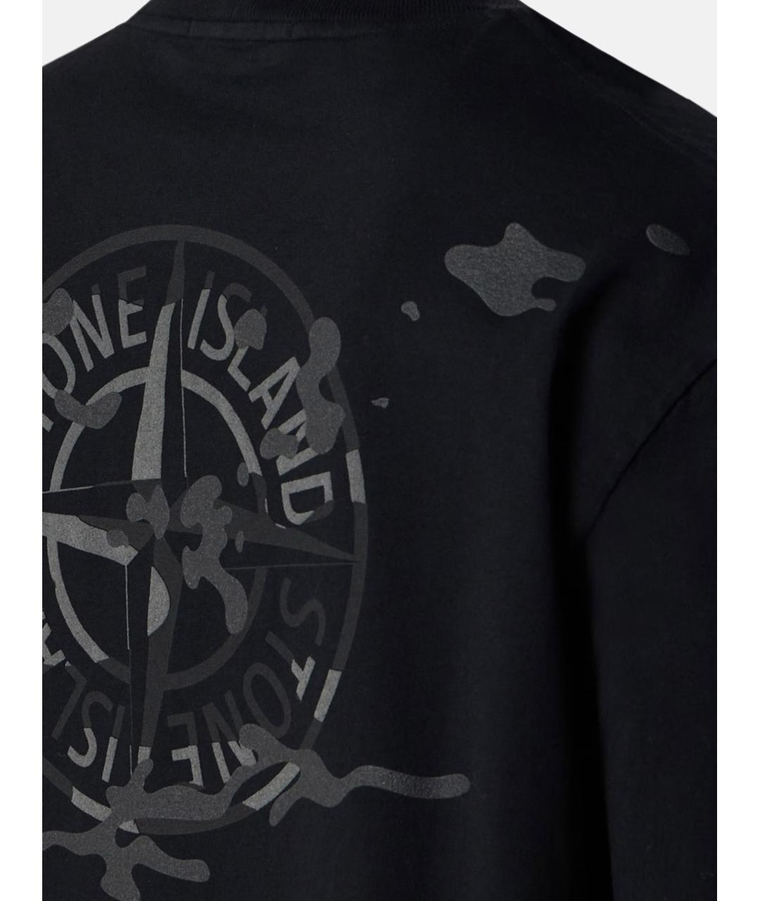 STONE ISLAND Черная хлопковая футболка, фото 3