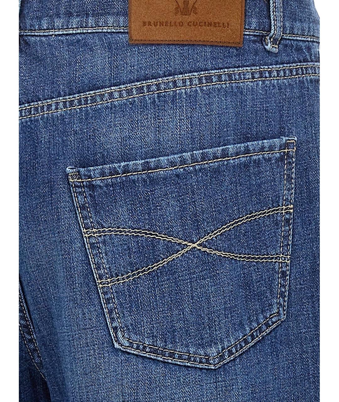 BRUNELLO CUCINELLI Синие хлопковые прямые джинсы, фото 3