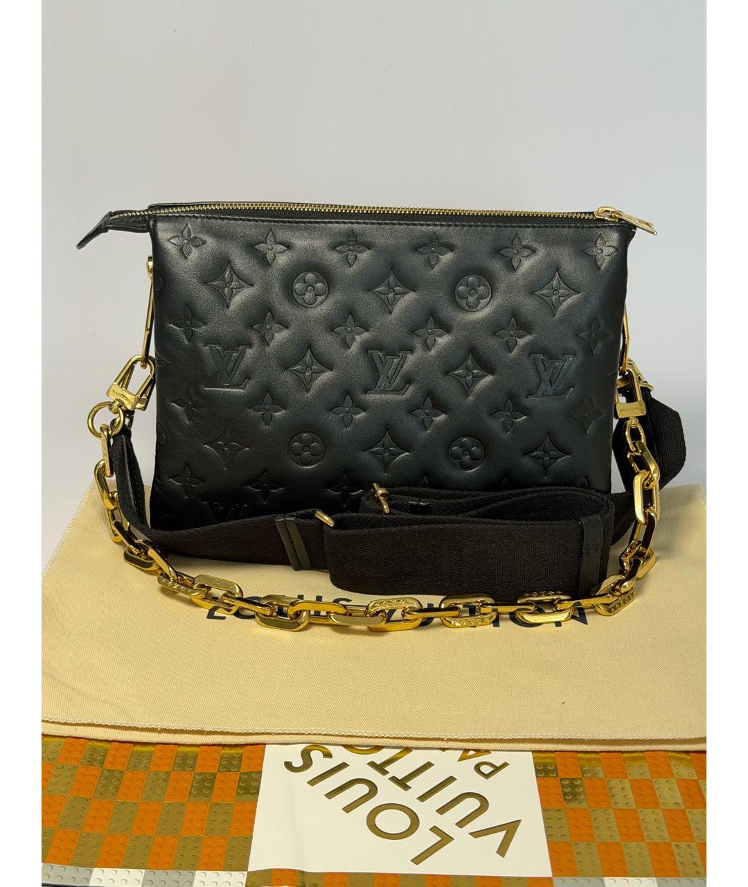 LOUIS VUITTON Черная кожаная сумка через плечо, фото 9