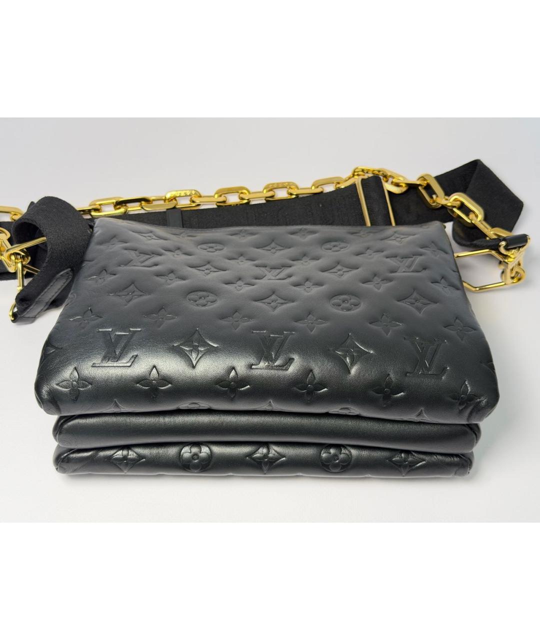 LOUIS VUITTON Черная кожаная сумка через плечо, фото 5