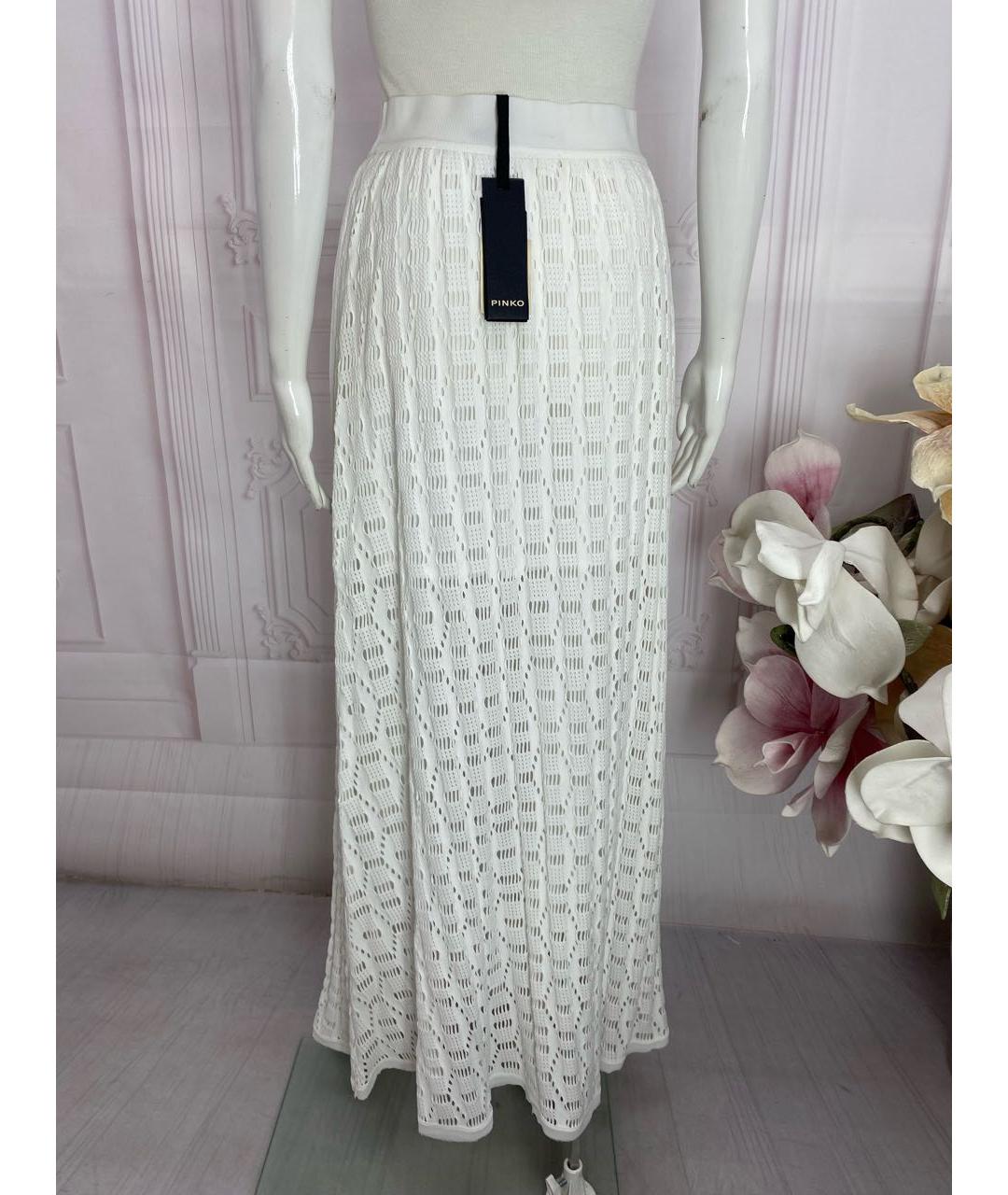 PINKO Белая хлопковая юбка макси, фото 8