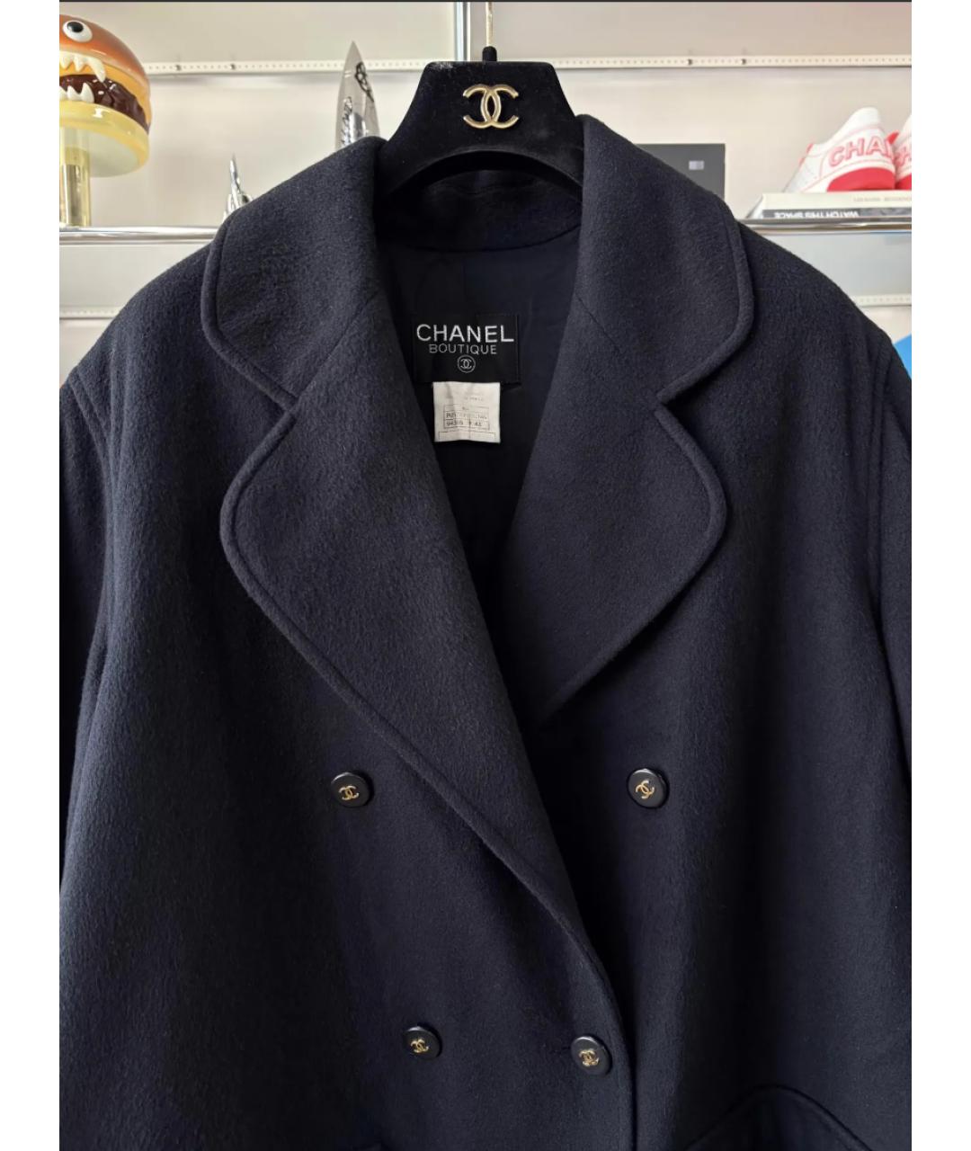 CHANEL Черное кашемировое пальто, фото 2