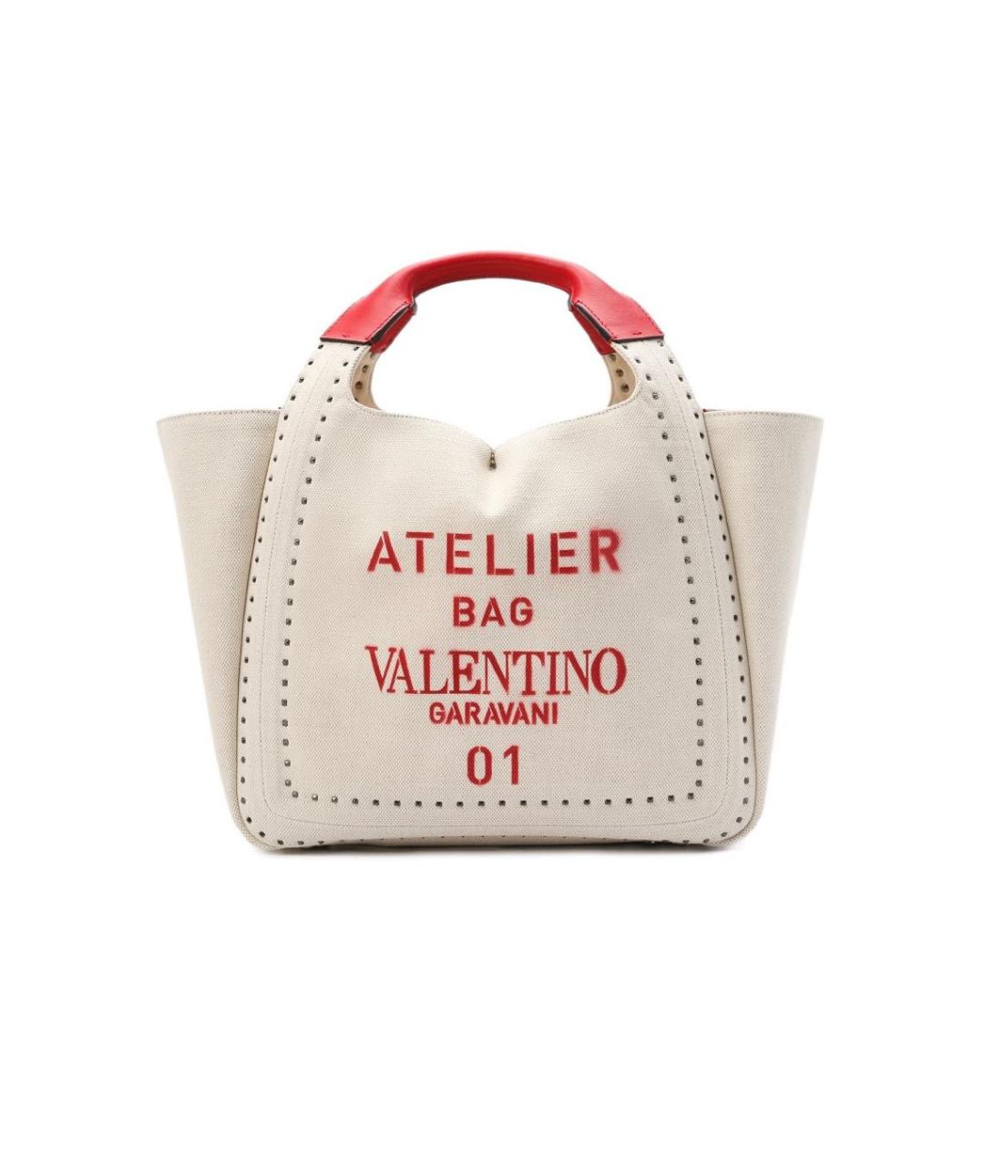 VALENTINO Бежевая тканевая сумка тоут, фото 5