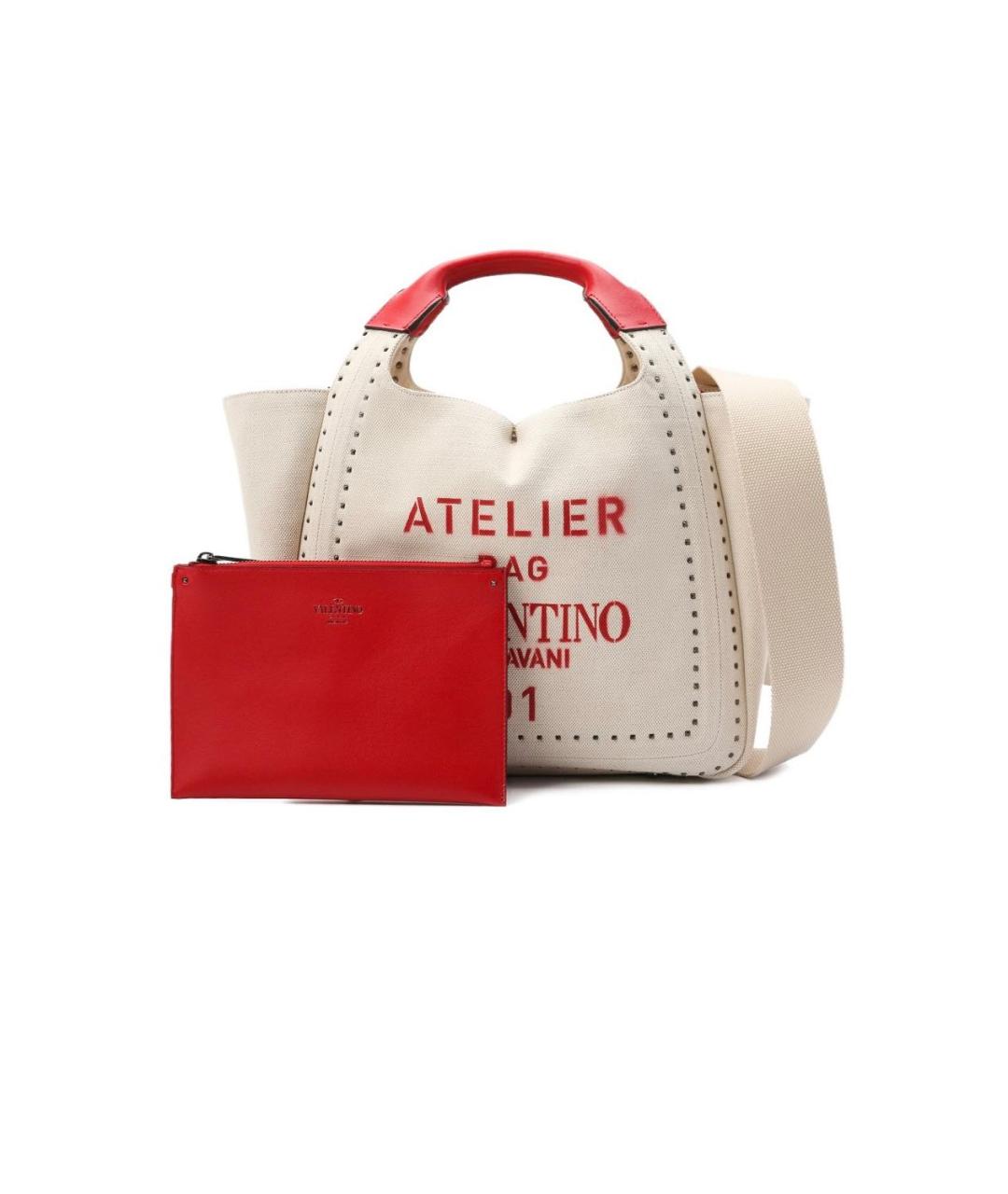 VALENTINO Бежевая тканевая сумка тоут, фото 2