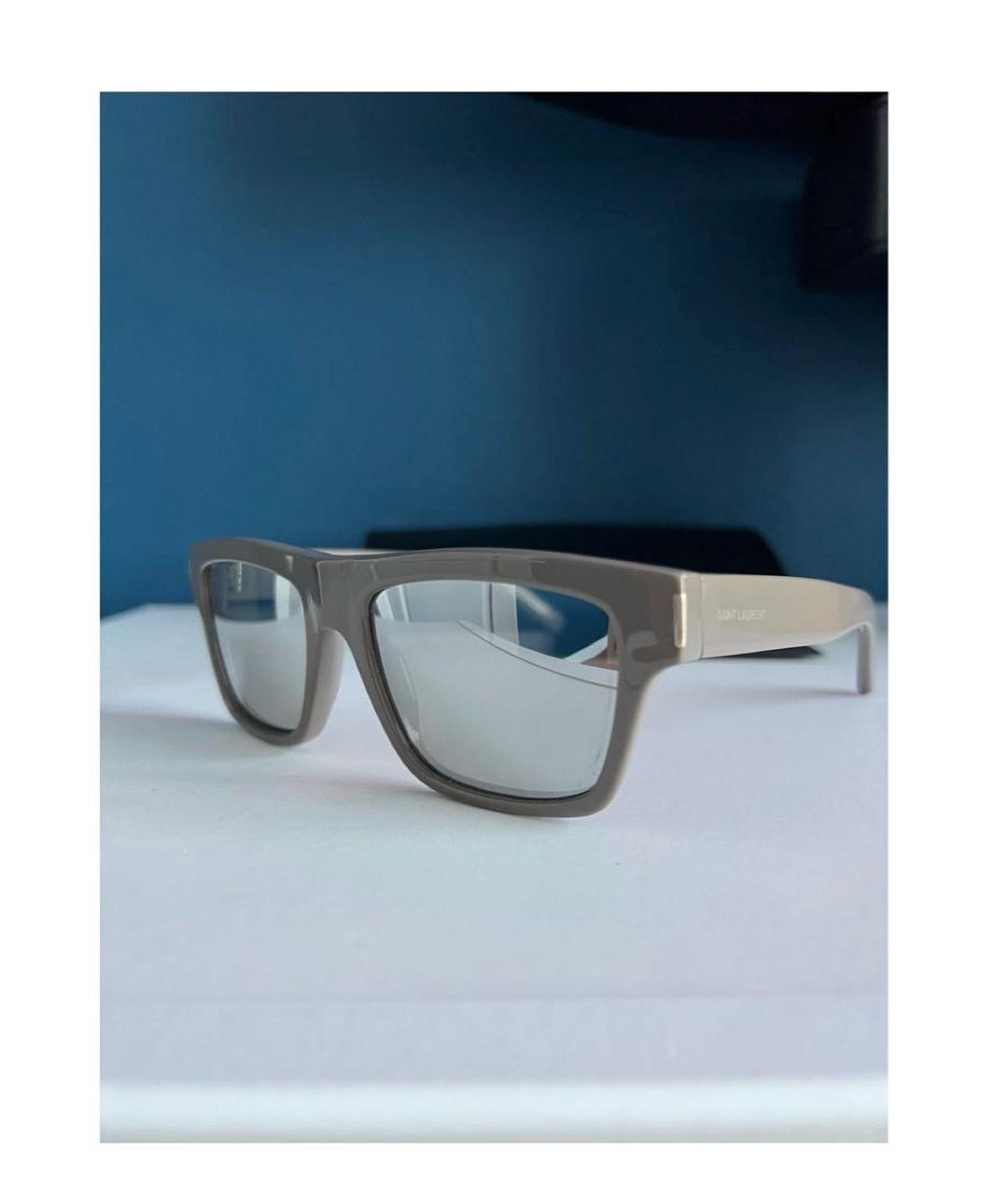 SAINT LAURENT Серые пластиковые солнцезащитные очки, фото 2