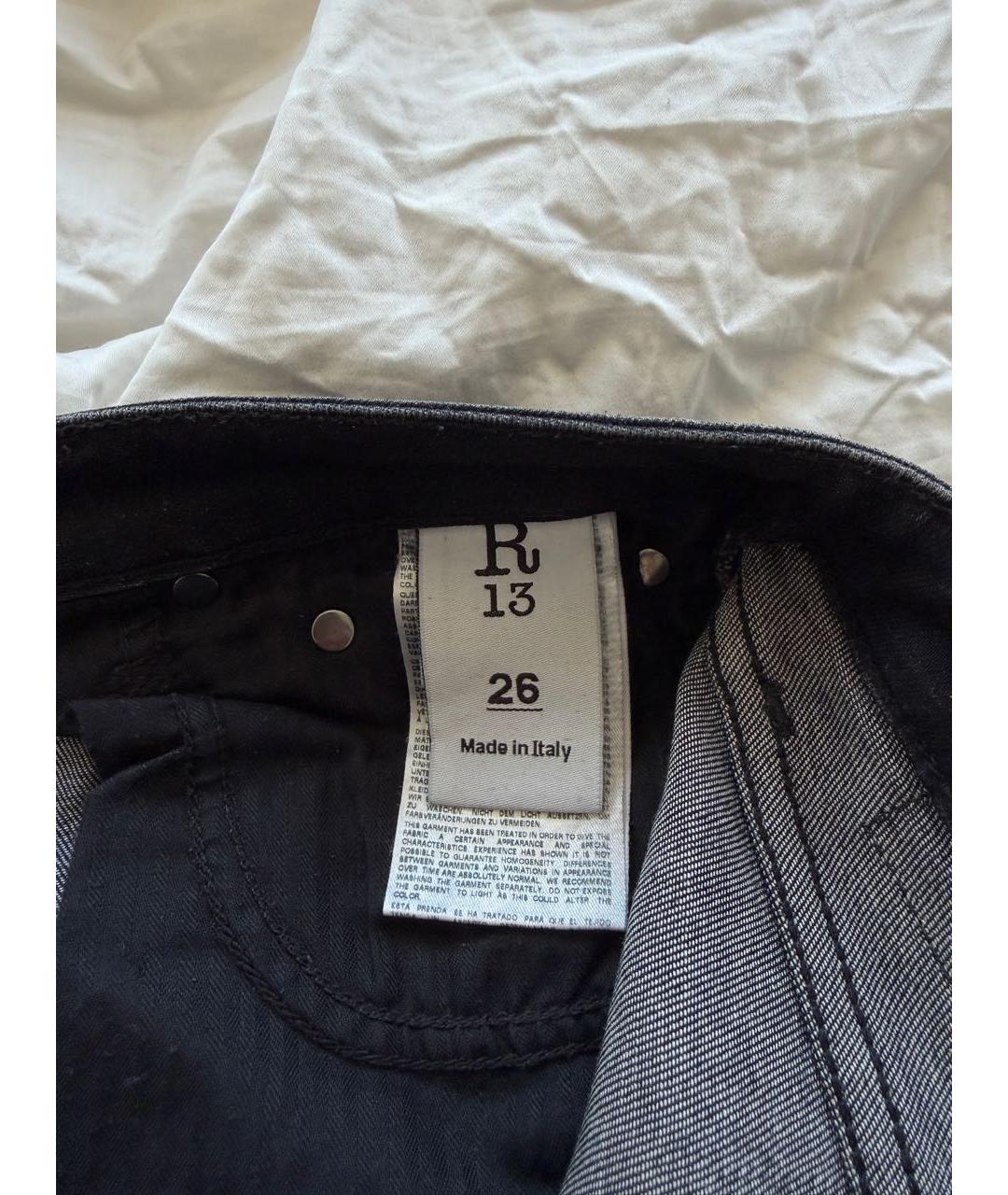 R13 Темно-синие хлопковые джинсы слим, фото 5