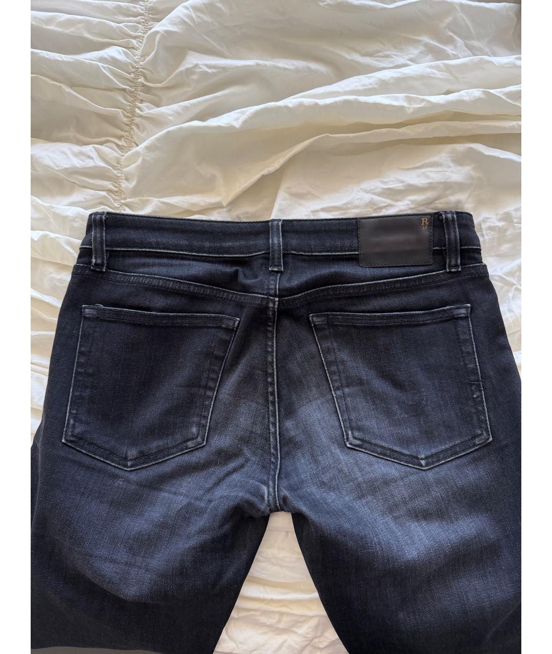 R13 Темно-синие хлопковые джинсы слим, фото 4