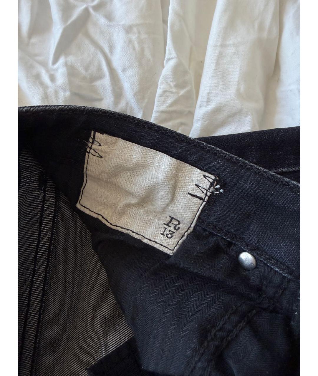 R13 Темно-синие хлопковые джинсы слим, фото 3