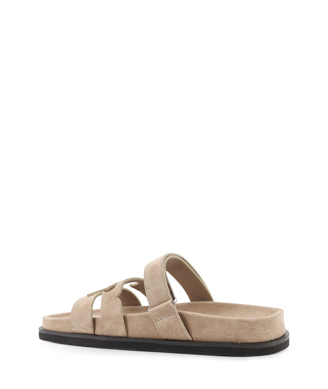 TORY BURCH Бежевые кожаные шлепанцы, фото 3