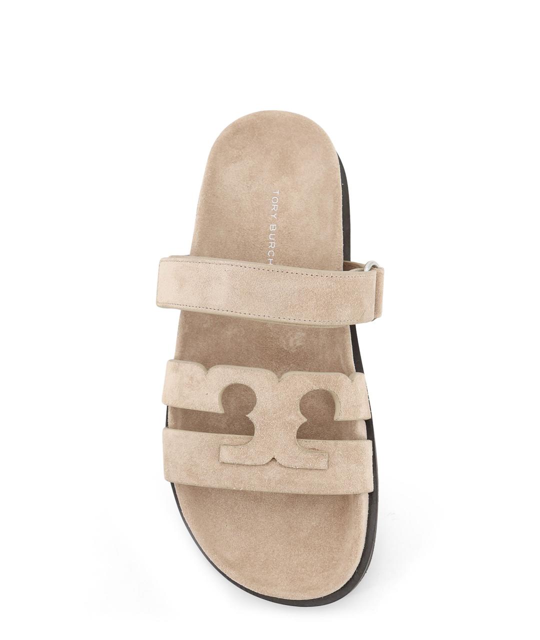 TORY BURCH Бежевые кожаные шлепанцы, фото 5