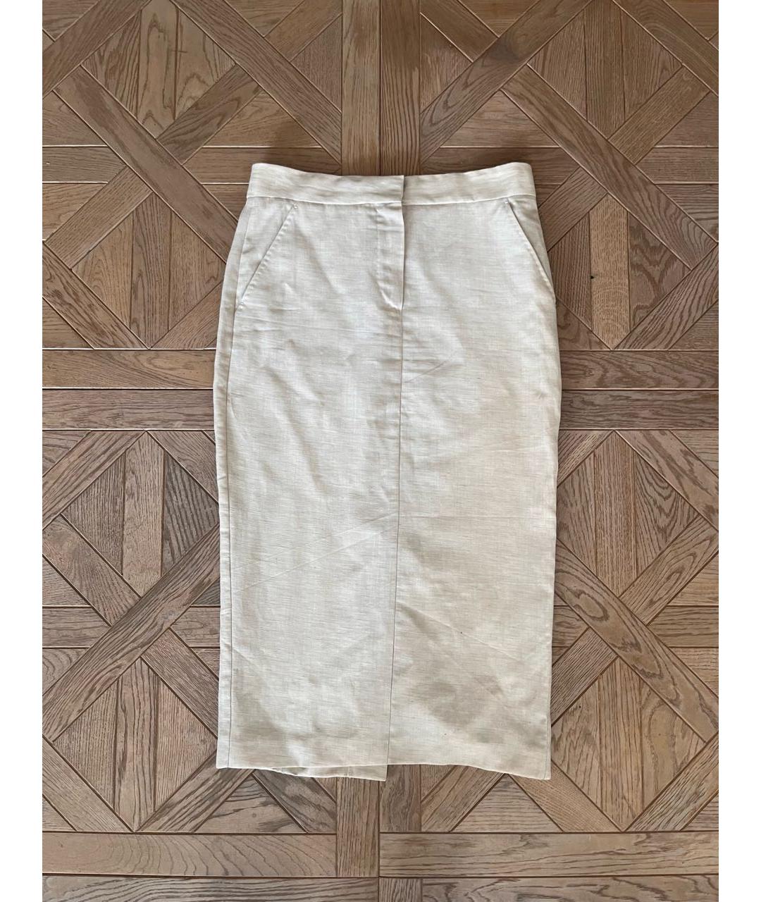MAX MARA Бежевый льняной костюм с юбками, фото 2