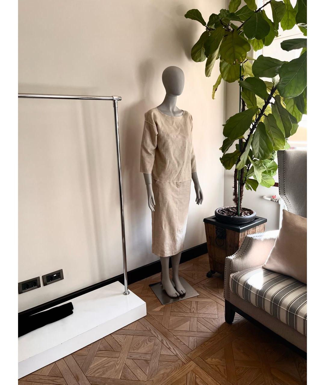 MAX MARA Бежевый льняной костюм с юбками, фото 3