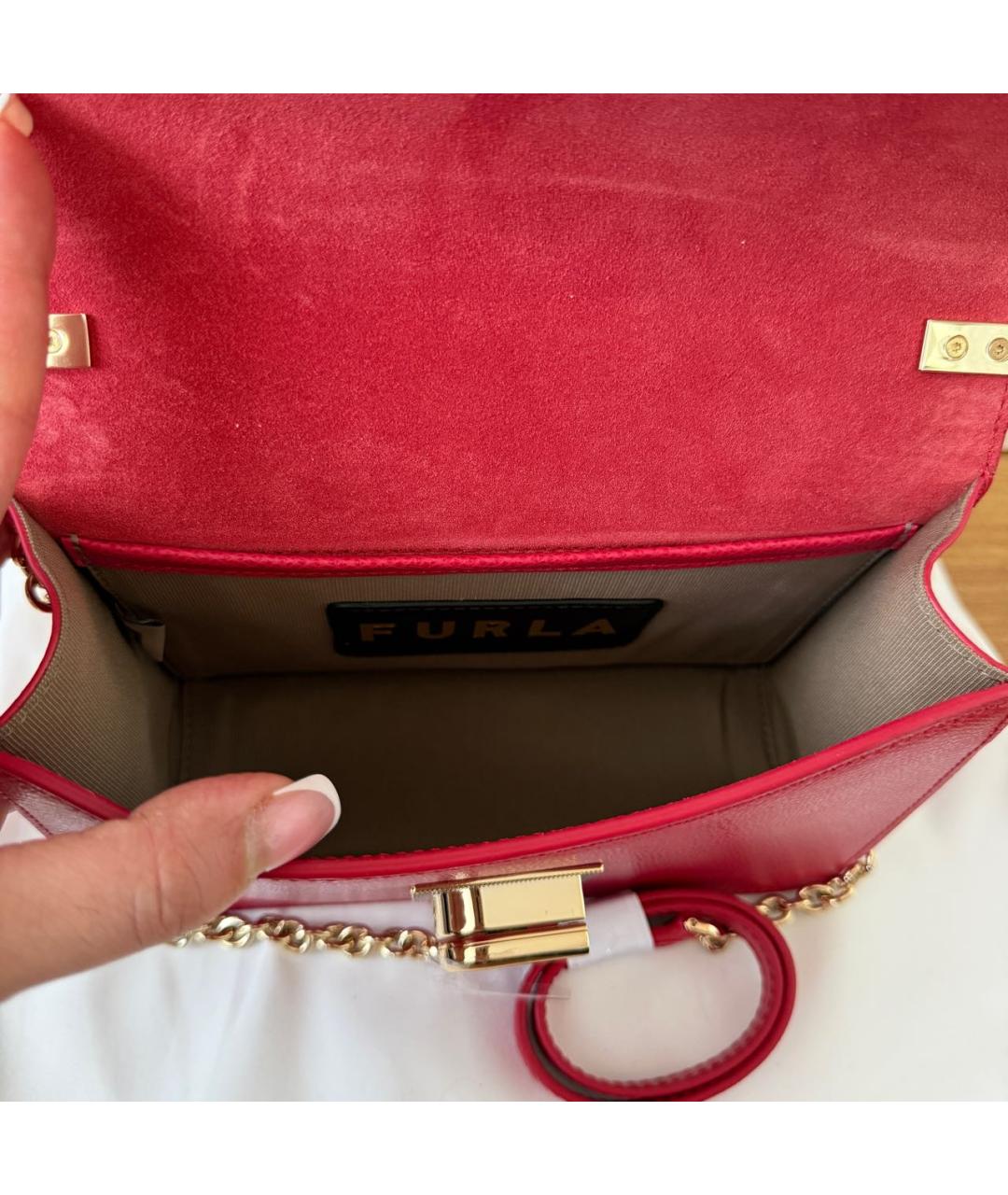 FURLA Красная кожаная сумка через плечо, фото 4