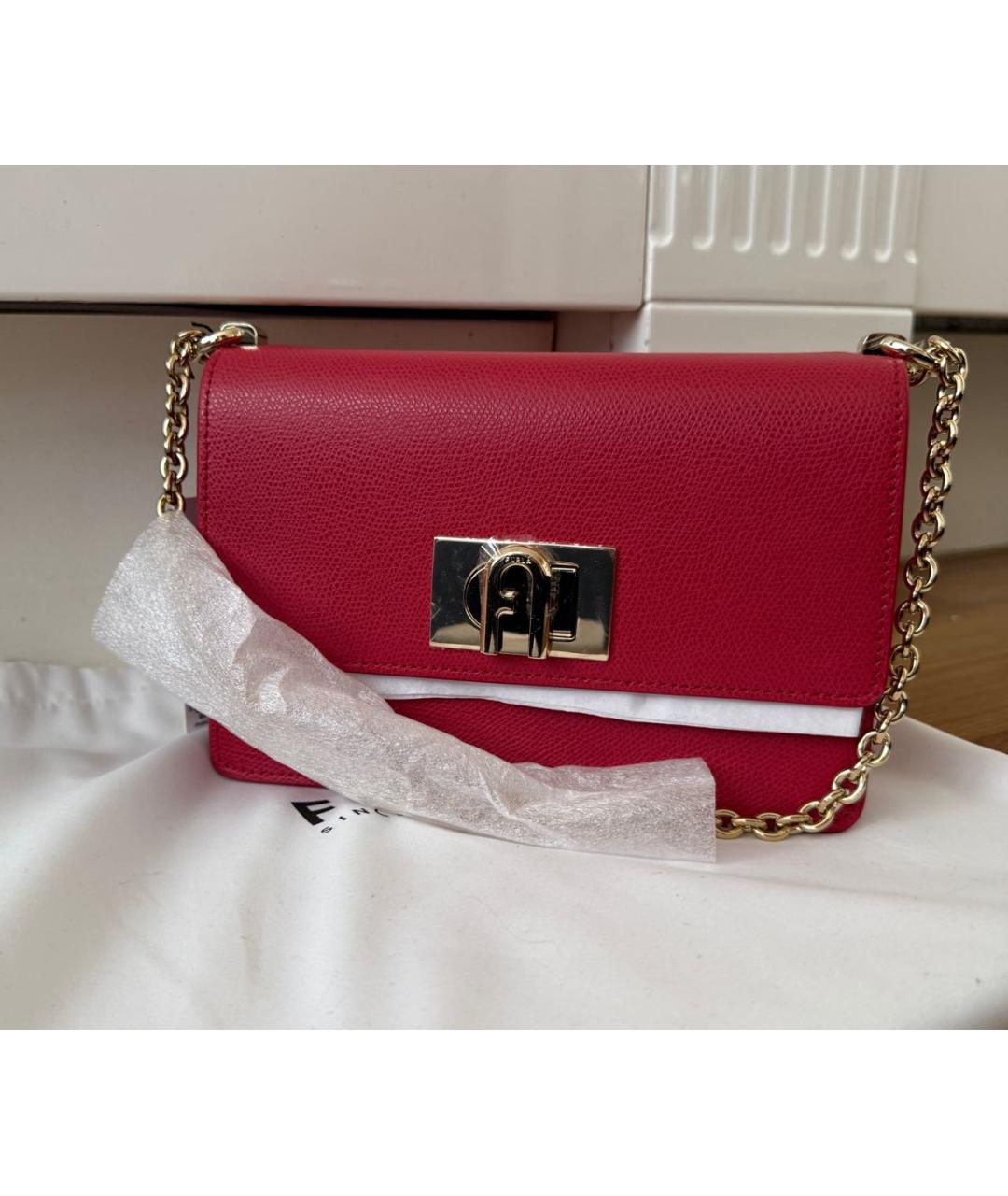 FURLA Красная кожаная сумка через плечо, фото 6