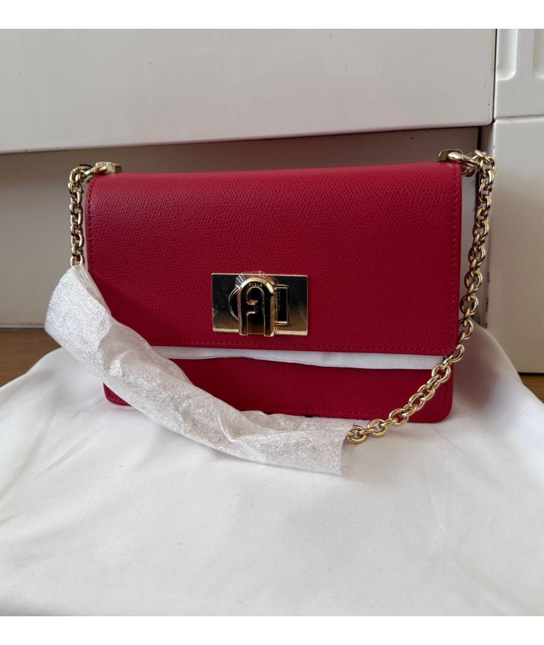 FURLA Красная кожаная сумка через плечо, фото 8