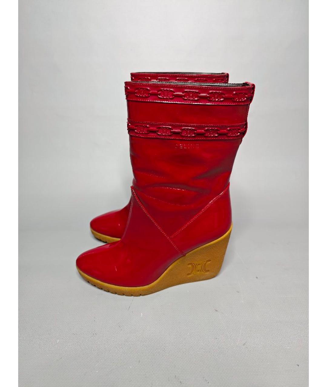 CELINE Красные полусапоги из лакированной кожи, фото 8