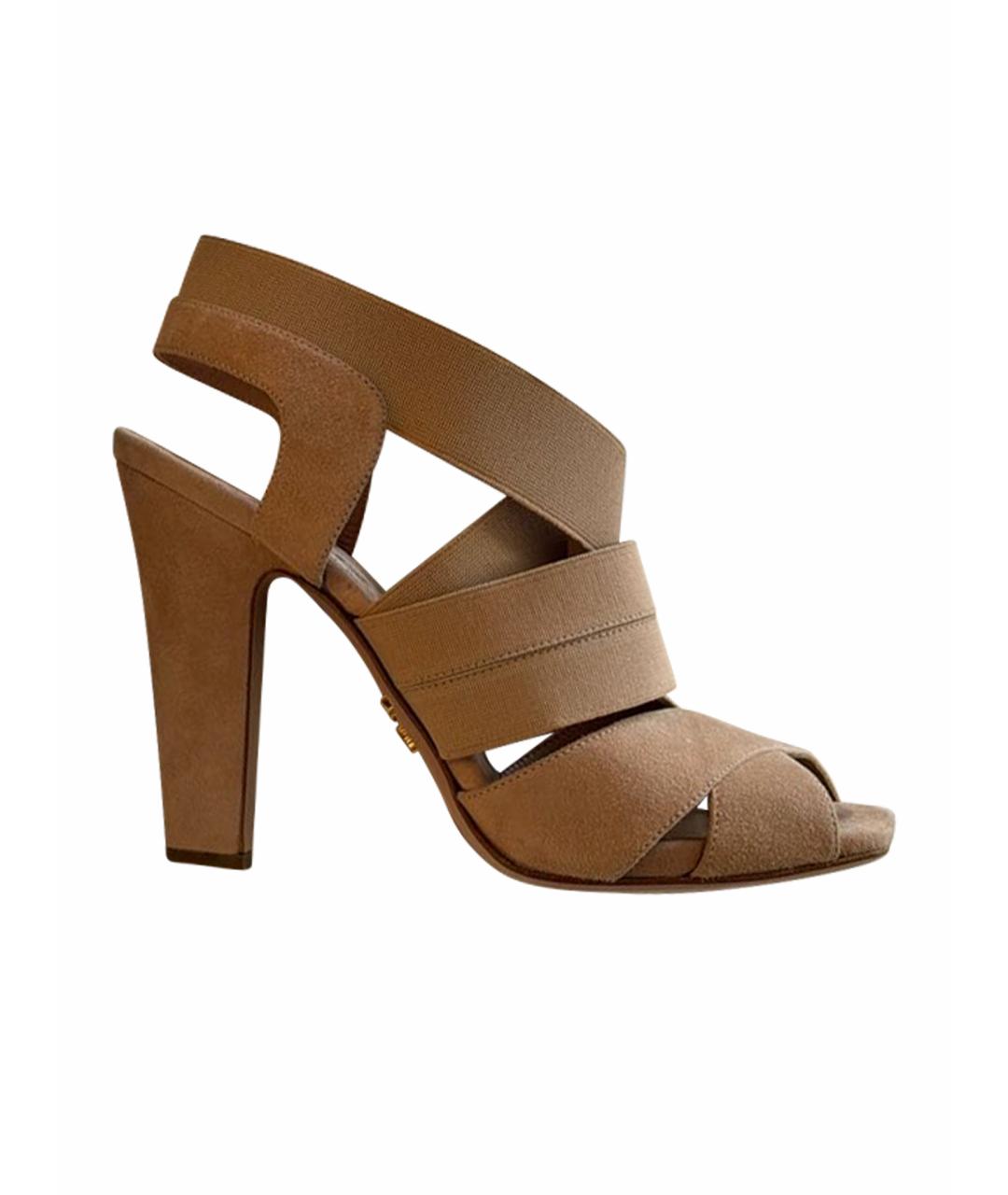 PRADA Бежевые замшевые босоножки, фото 1