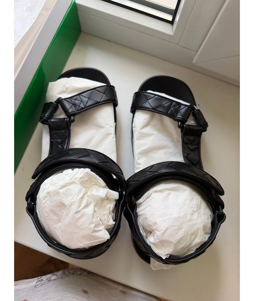 BOTTEGA VENETA Черные кожаные босоножки, фото 6