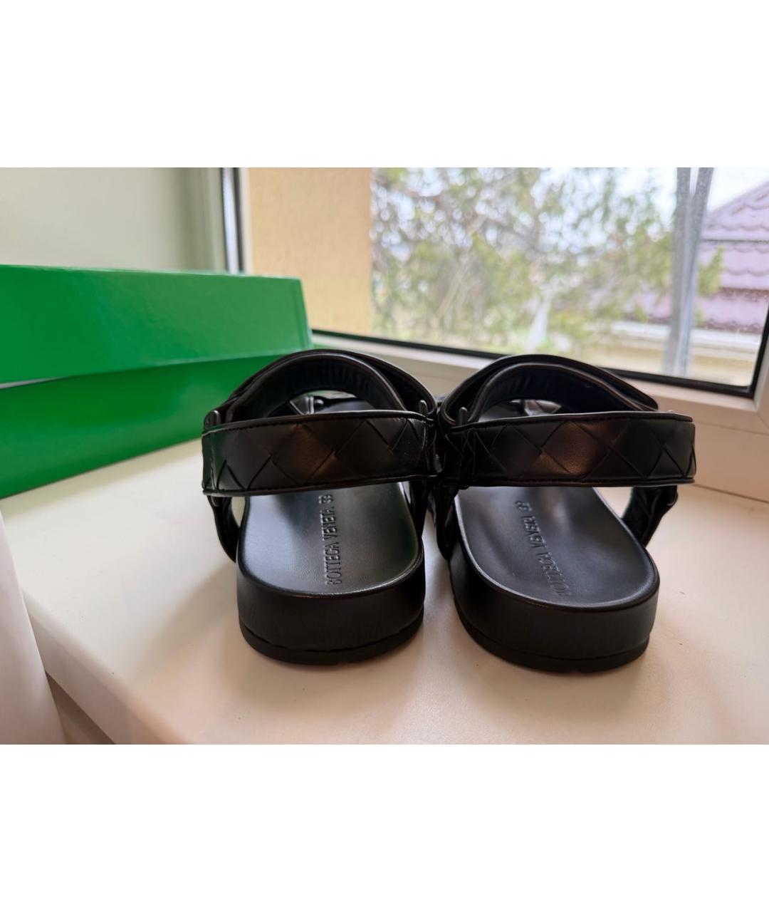 BOTTEGA VENETA Черные кожаные босоножки, фото 3