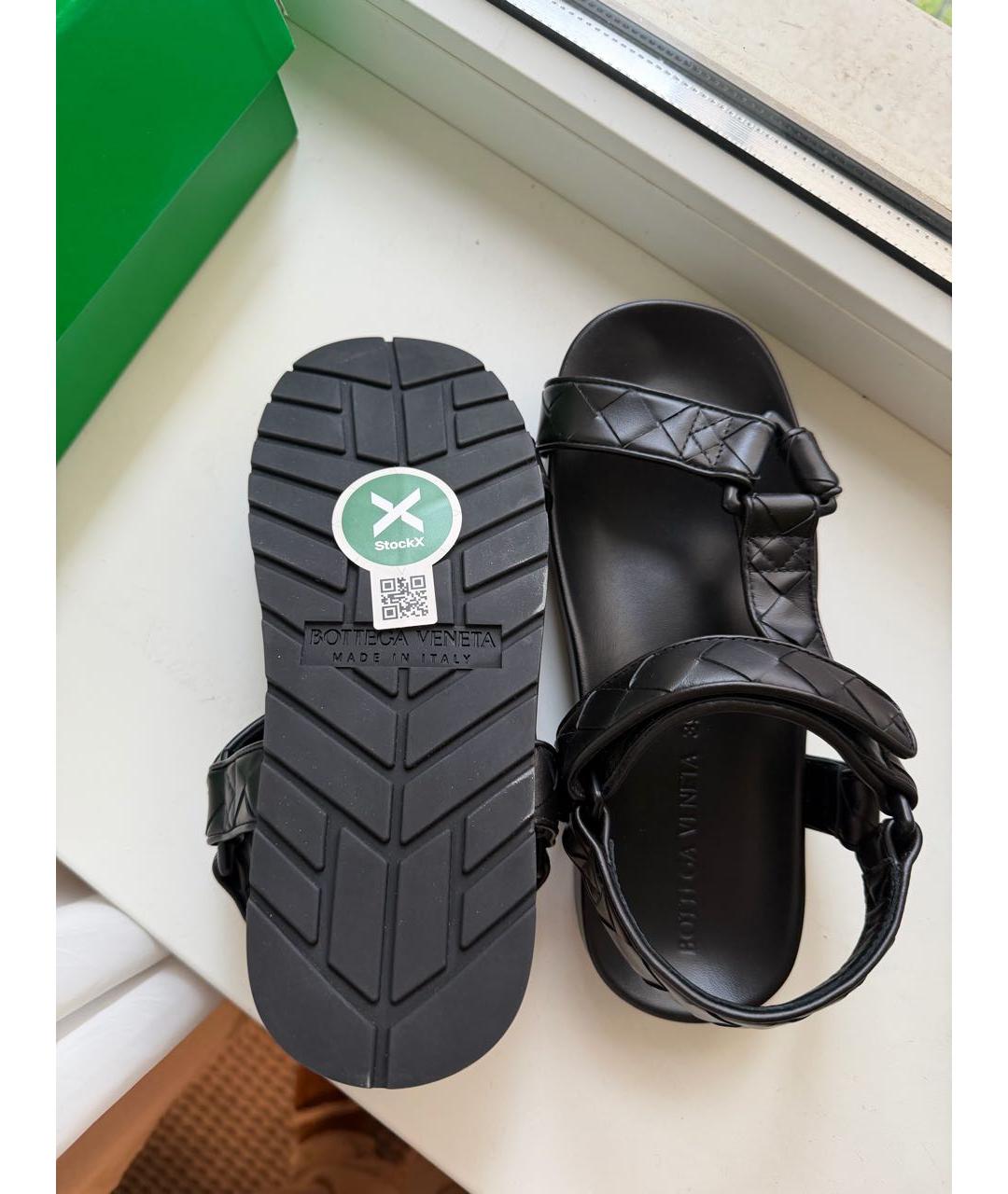 BOTTEGA VENETA Черные кожаные босоножки, фото 4