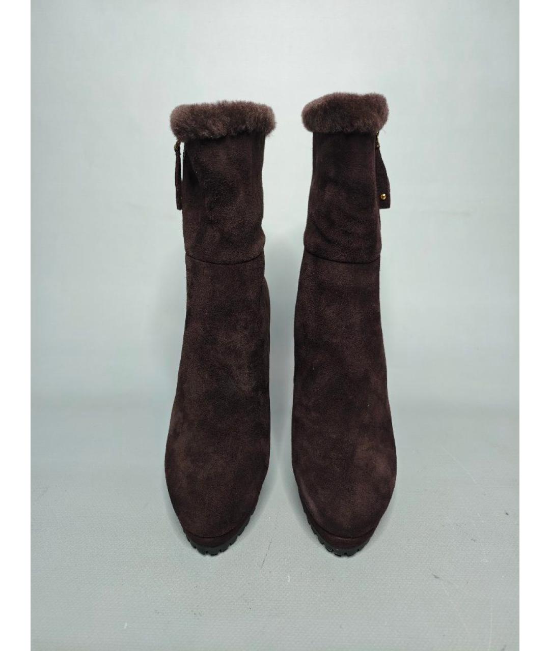 LOUIS VUITTON Коричневые замшевые полусапоги, фото 2
