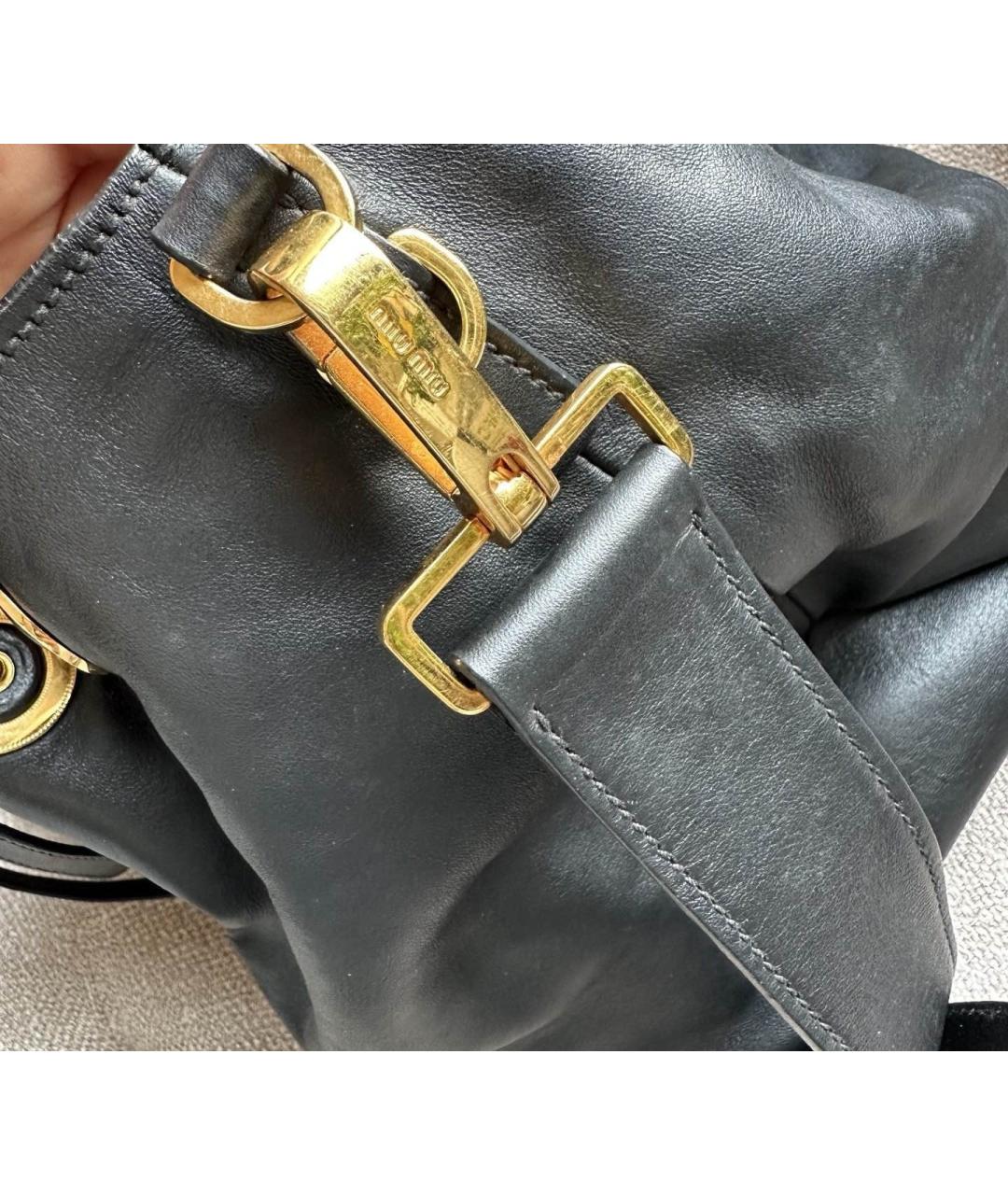 MIU MIU Черная кожаная сумка через плечо, фото 9