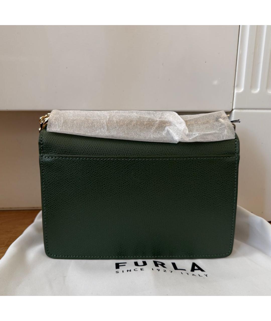 FURLA Зеленая кожаная сумка через плечо, фото 3