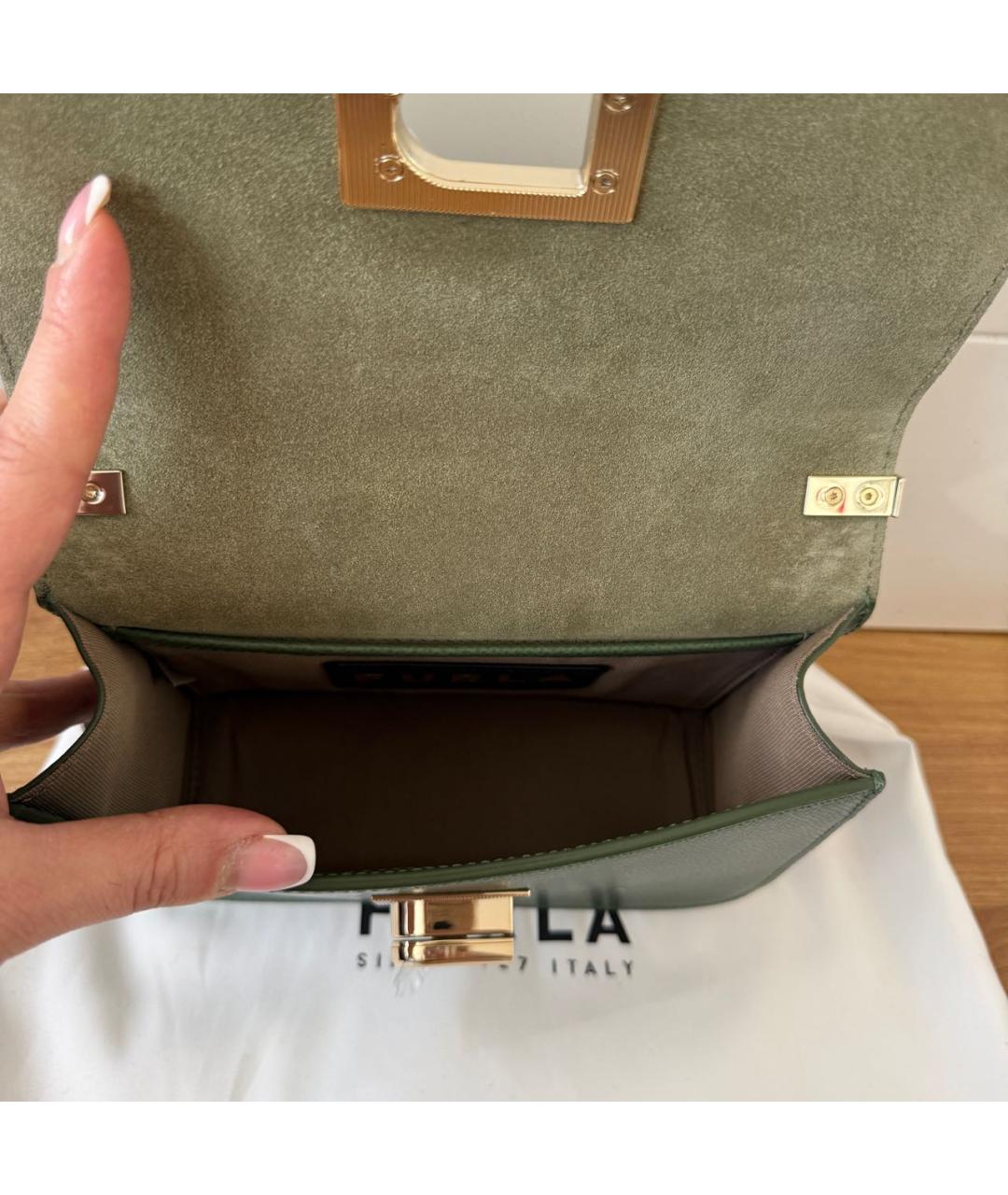 FURLA Зеленая кожаная сумка через плечо, фото 4