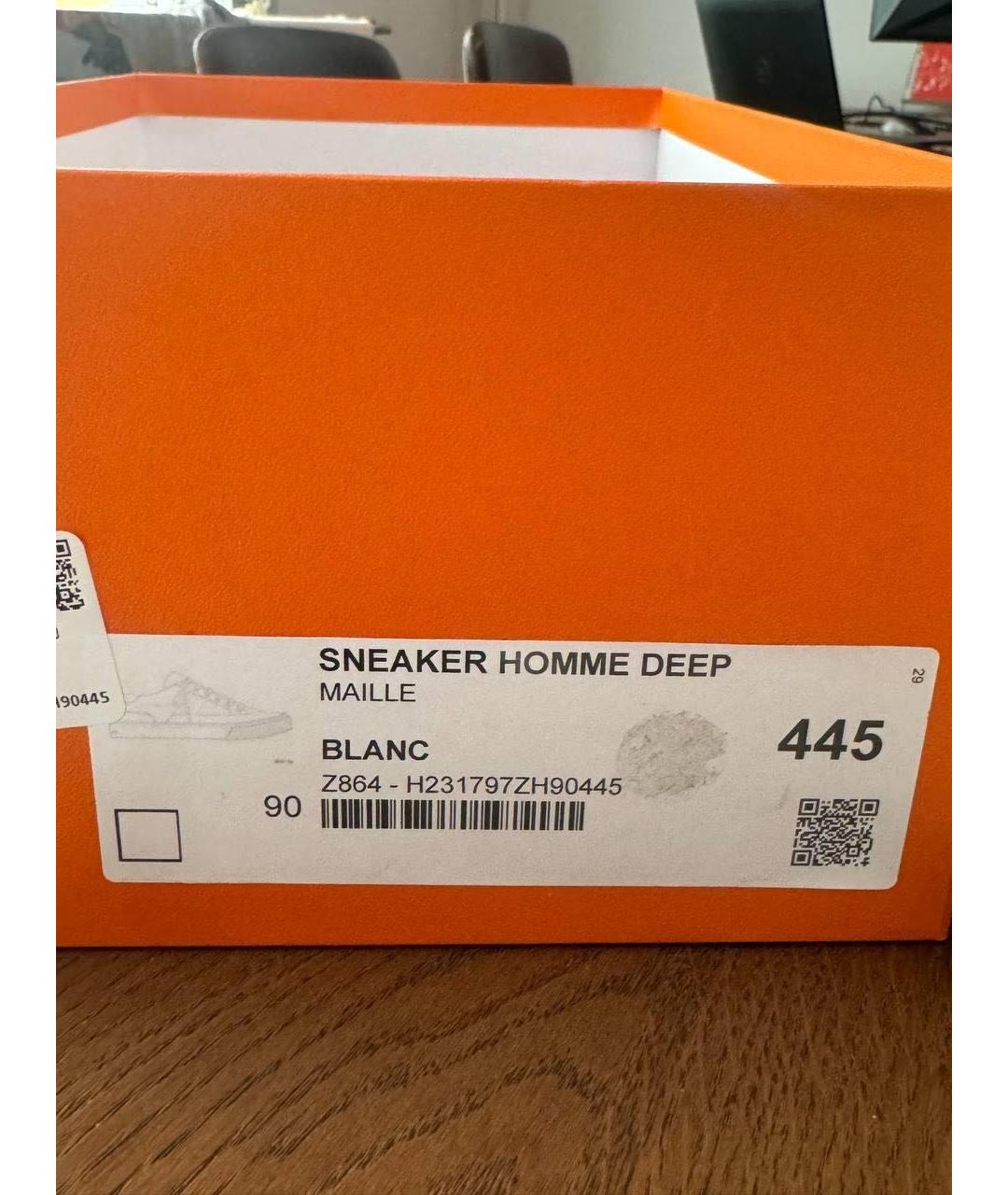 HERMES Белые текстильные низкие кроссовки / кеды, фото 5