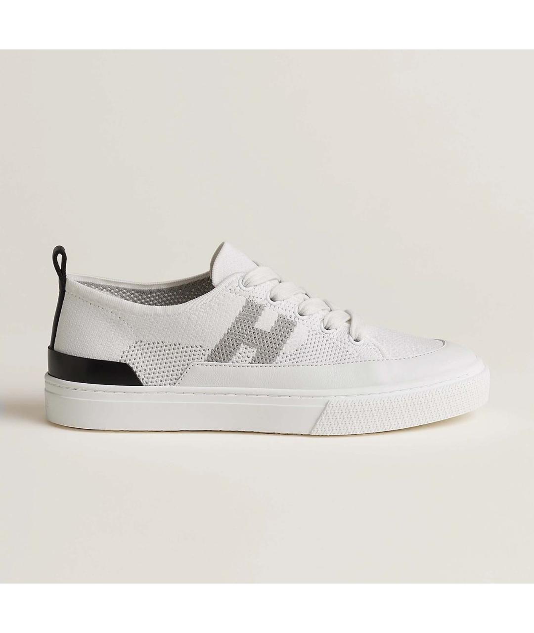 HERMES Белые текстильные низкие кроссовки / кеды, фото 6