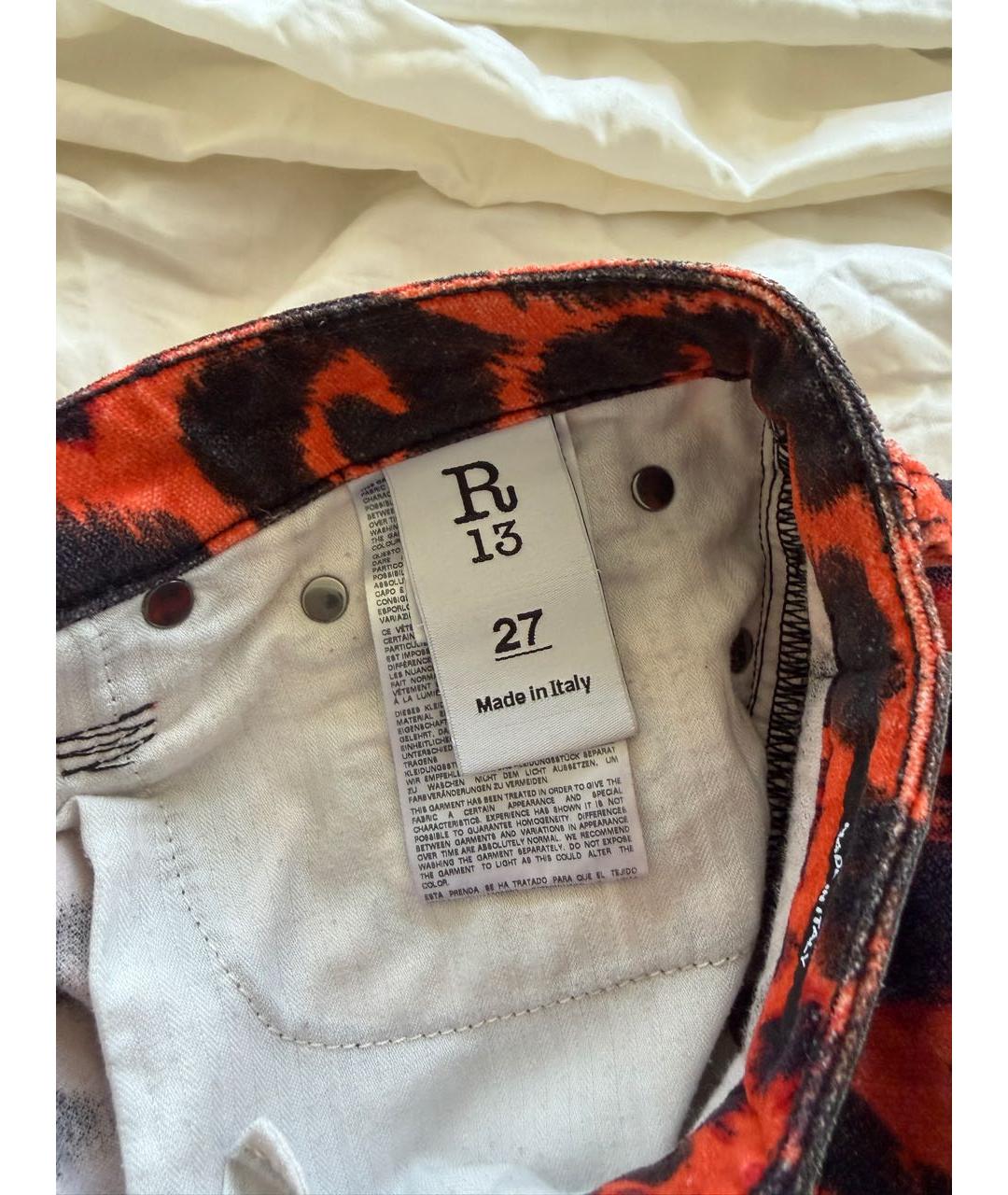 R13 Оранжевое джинсы слим, фото 5