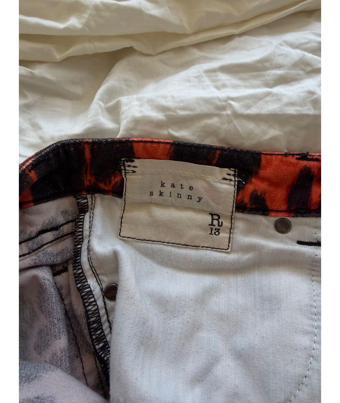 R13 Оранжевое джинсы слим, фото 4